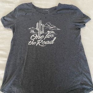 Distressed grey women’s graphic tee